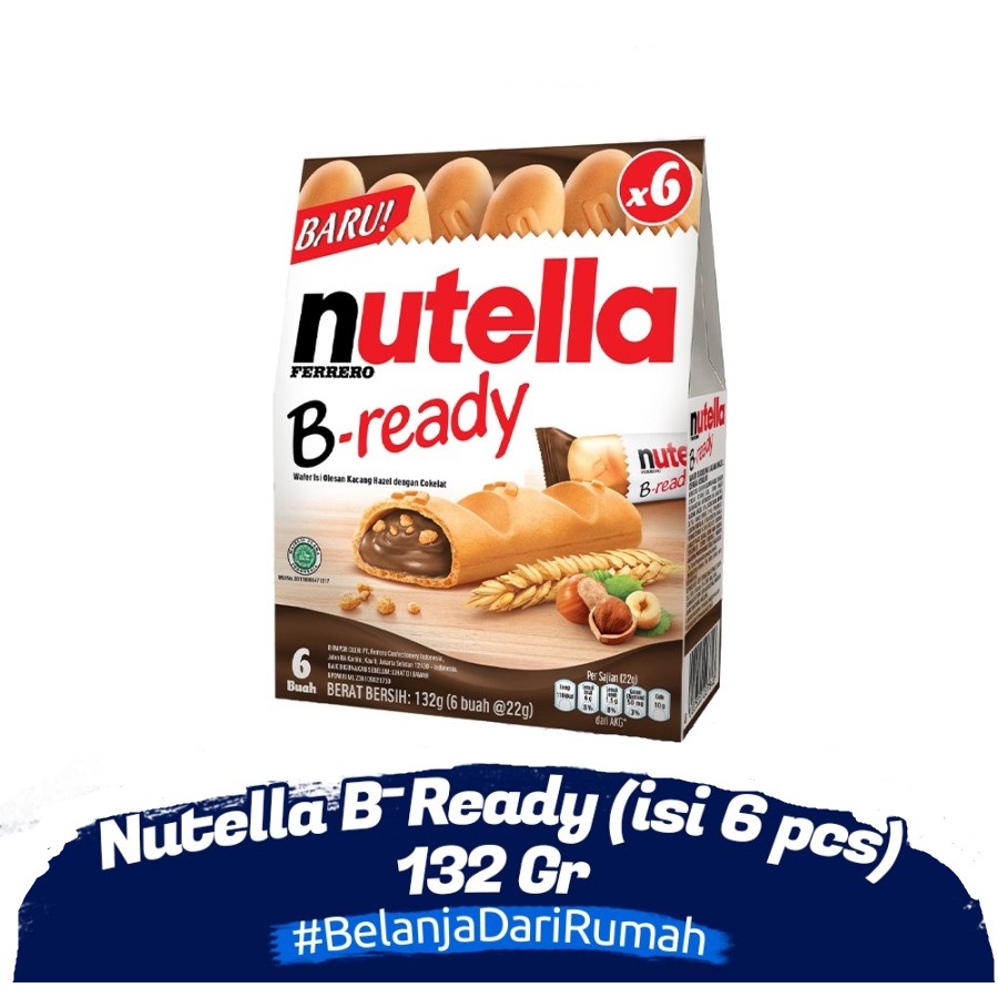 NUTELLA B-READY 132GR ISI 6 PCS SNACK COKLAT HALAL