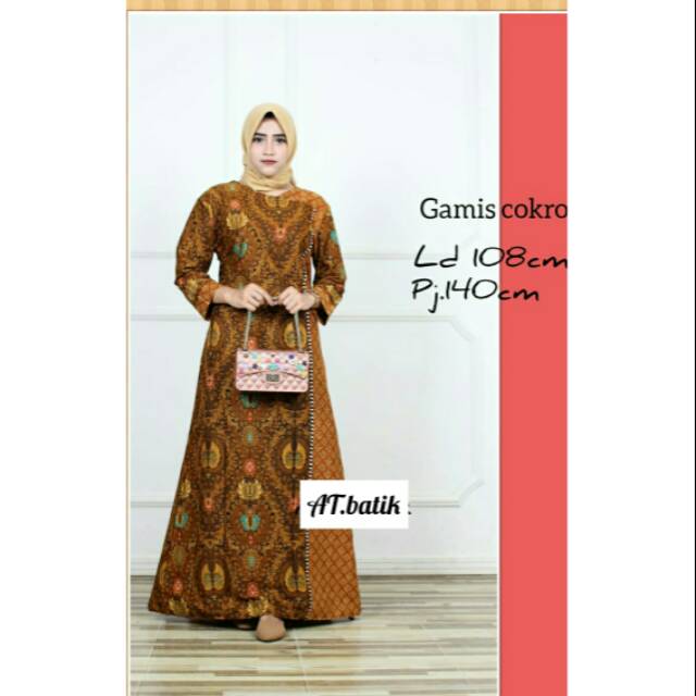 GAMIS COKRO KOMBINASI BATIK SOGAN SELING LONGDRESS SERAGAM BAJU MUSLIM