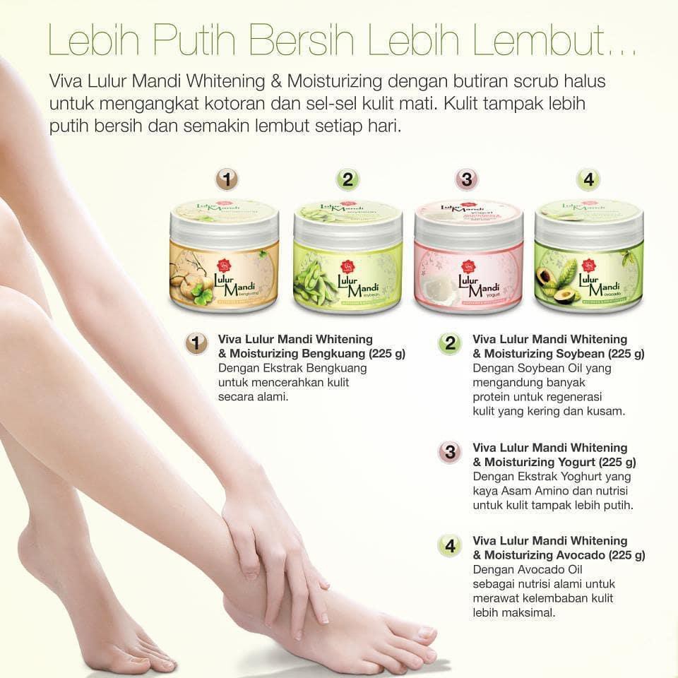 Viva Lulur Mandi Avocado / Yogurt / Soybean / Bengkuang 225 gram BPOM Halal / SCRUB BADAN