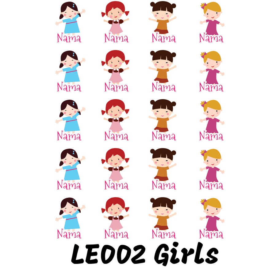 

Sticker Nama Cutting Label Waterproof Tahan Air Girls Play 02 (LE002)