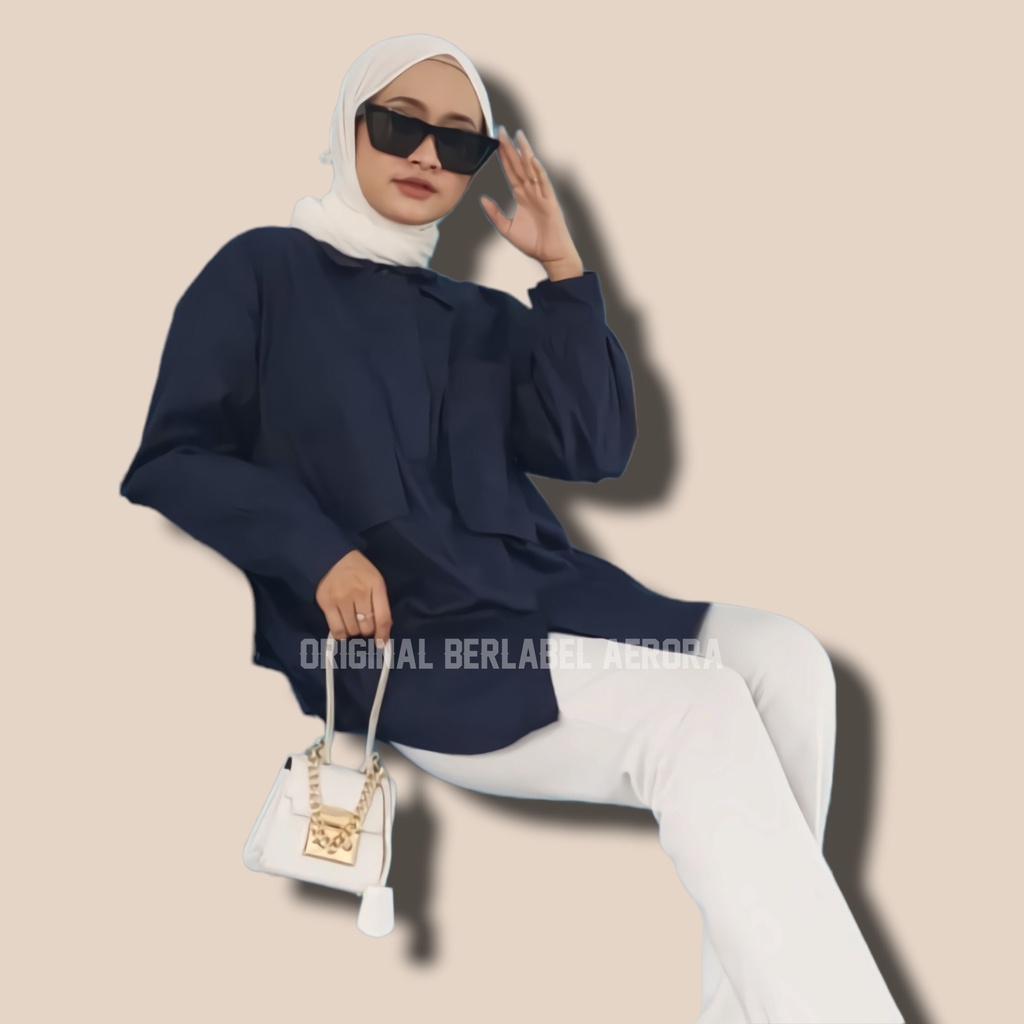 Baju Atasan Kemeja Polos Jumbo Lengan Panjang Wanita Korean Style Terbaru 2022 Rayon Twill Premium Ld 120 Allsize