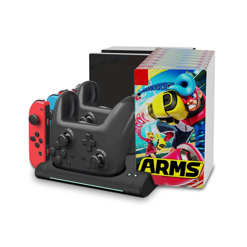 Btsg 6in1 Controller Charger Charging Dock Stand Multifungsi Untuk Switch OLED