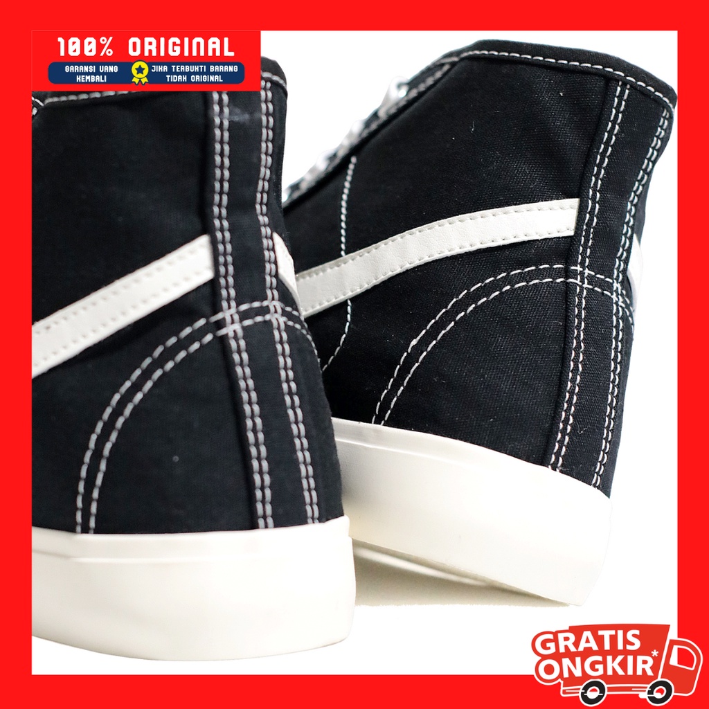 Original Not Sepatu Compass Gazelle Hi Black White Sneakers Lokal Casual Pria dan Wanita High