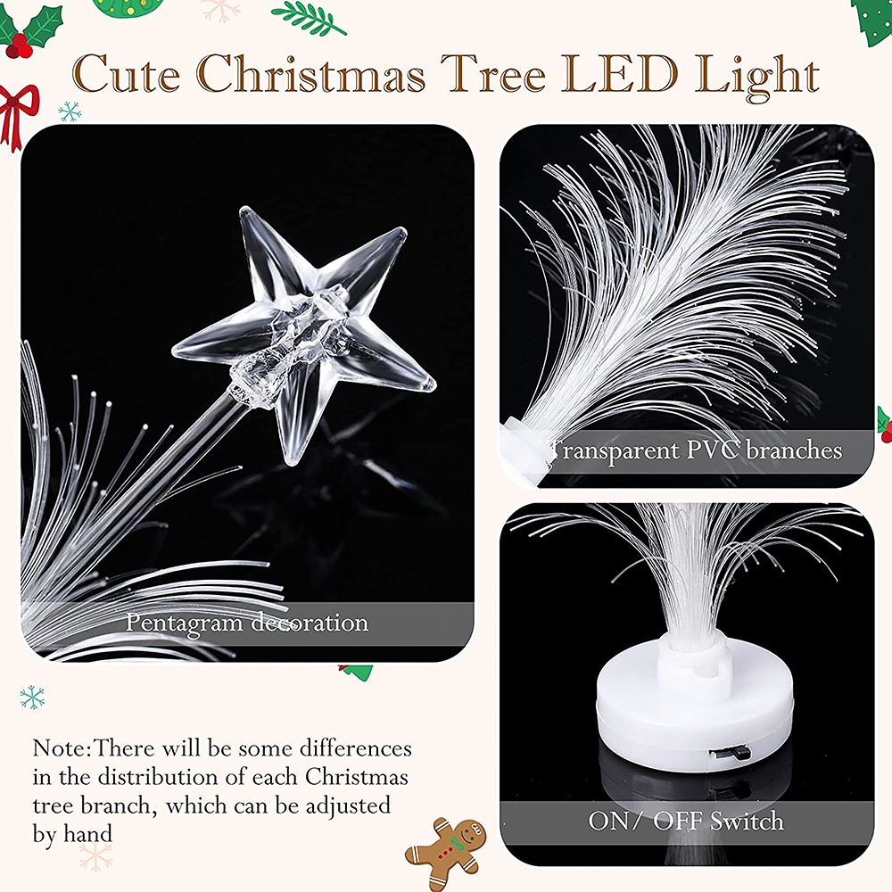 Mini LED Christmas Tree Night Light Color Changing Fiber Optical Light USB Connection Lamp Festival Decor for Bedroom Shopping