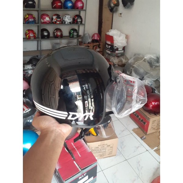 HELM BOGO MERK DYR WARNA HITAM GLOOSY