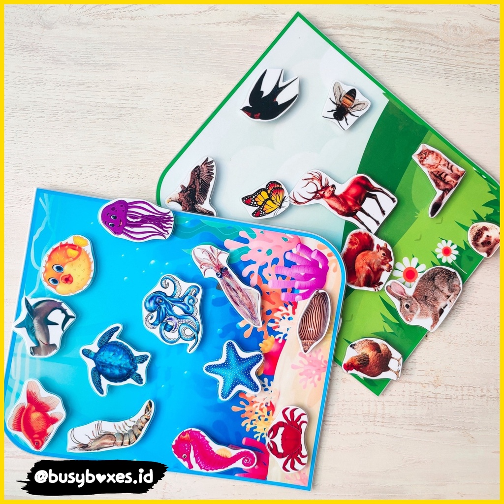 [busyboxes.id] Busypage Busy Page water or land - membedakan hewan laut darat -  paud preschool