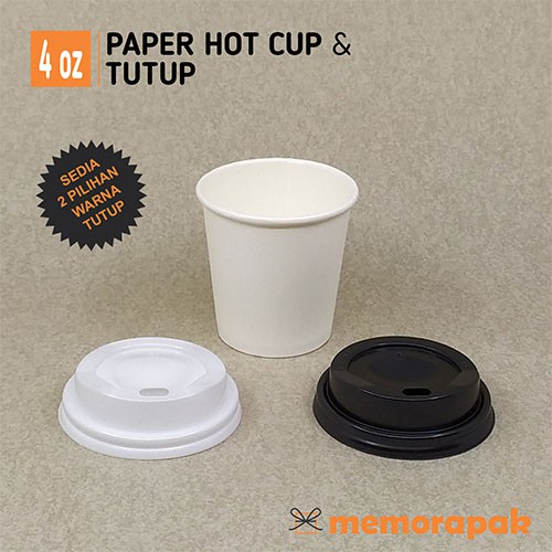 Paper Cup 4 oz - Hot Cup + Tutup / Gelas Kertas Kopi Espresso