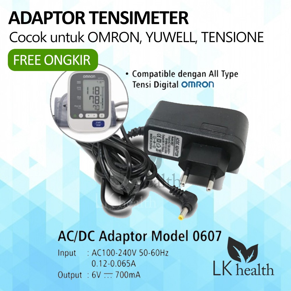 Adaptor AC DC Tensimeter Digital Omron Yuwell Tensione Sinocare Tensi Alat Ukur Tekanan Darah