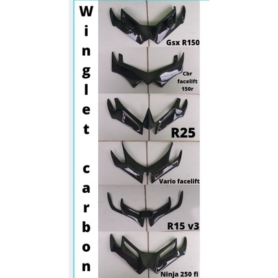 winglet carbon r15 v3 r25 ninja fi cbr150r facelift vario 125 150 gsx r150 karbon wtp aero cover arm