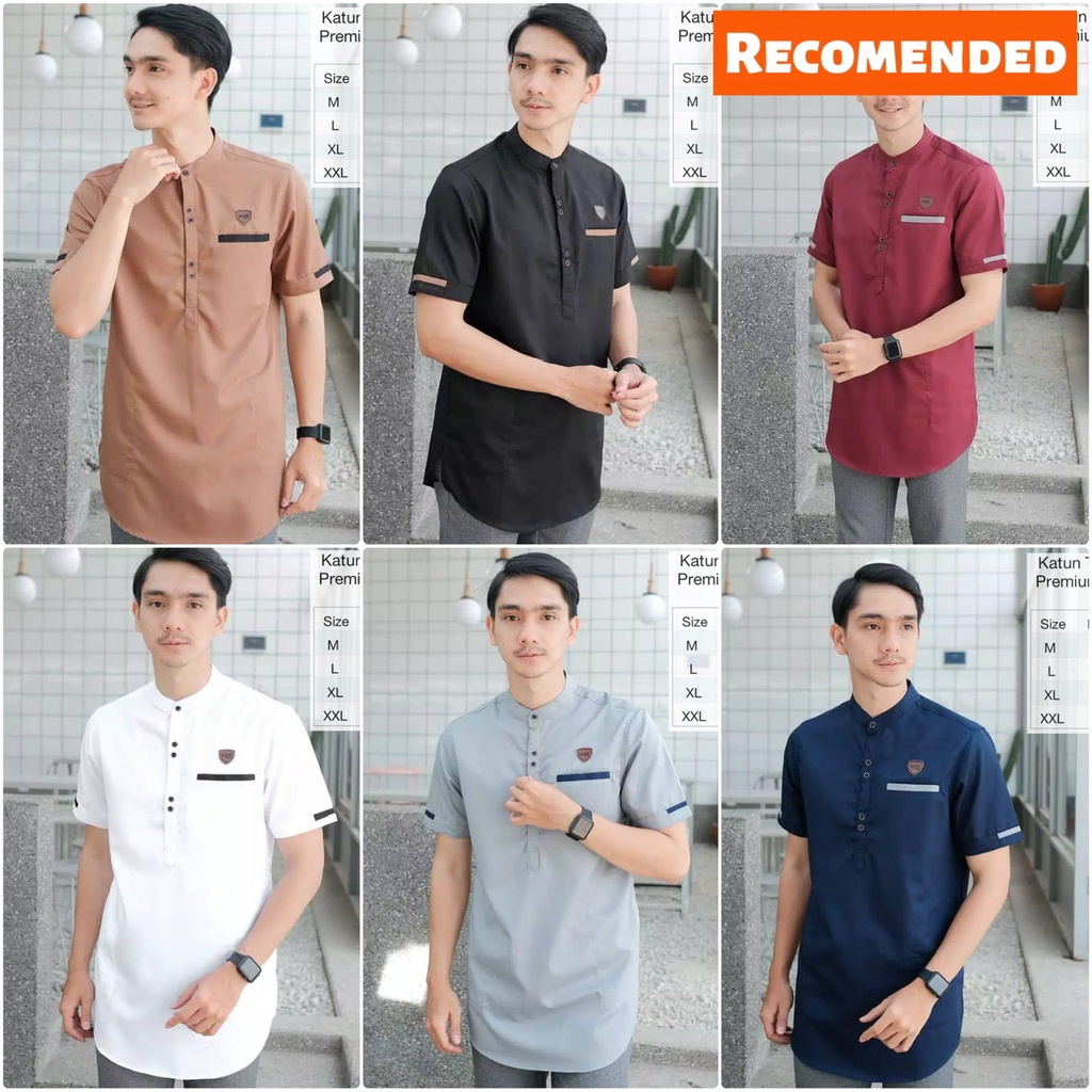 Baju koko kurta pakistan terbaru lengan pendek kain toyobo Kemeja Koko Pria Dewasa / koko syubbanul muslimin M L XL XXL XXXL