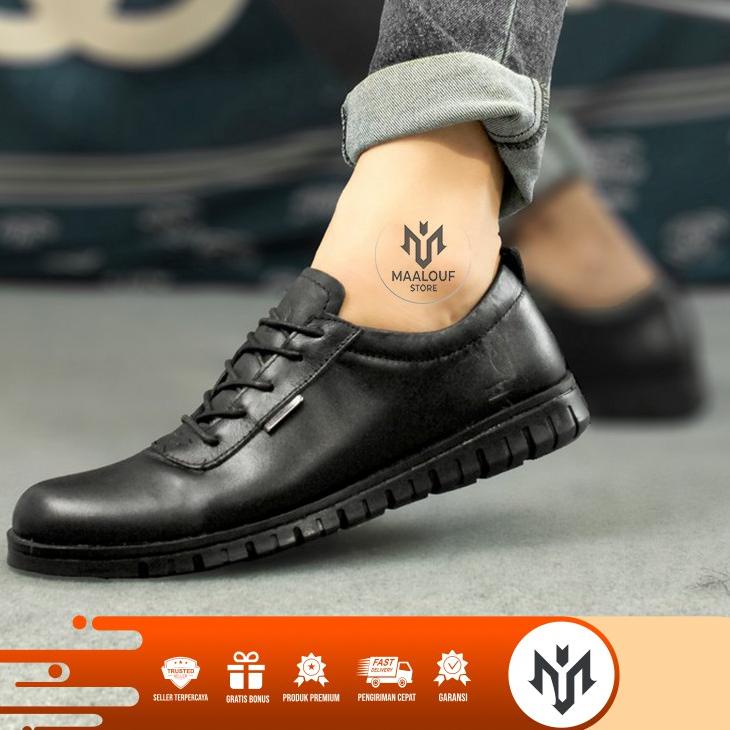 【project】 FREE KAOS KAKI - Sepatu Undangan Kulit Pria Kantor Kerja Kondangan Hitam Tali Pesta Kondan