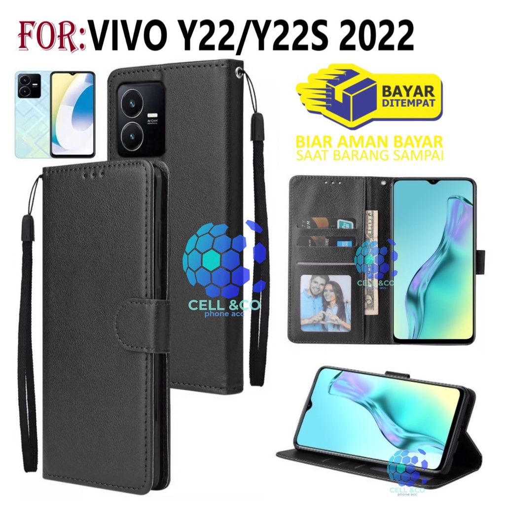 NEW VIVO Y22/Y22S 2022 CASE FLIP LEATHER WALLET PREMIUM FLIP CASE BUKA TUTUP KESING HP CASING FLIP CASE WALLET VIVO Y22 Y22S 2022