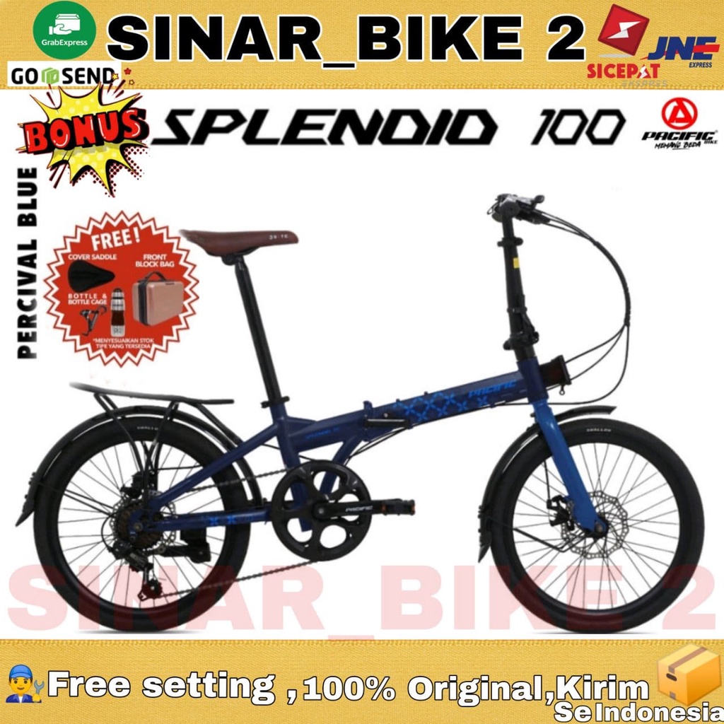 Sepeda Lipat PACIFIC SPLENDID 100 20 Inch 7 Speed Rem Cakram Bonus