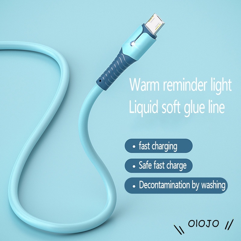 Kabel Data / Charger Usb Bahan Silikon Dengan Lampu Untuk Iphone / Ipad / Airpods - olo