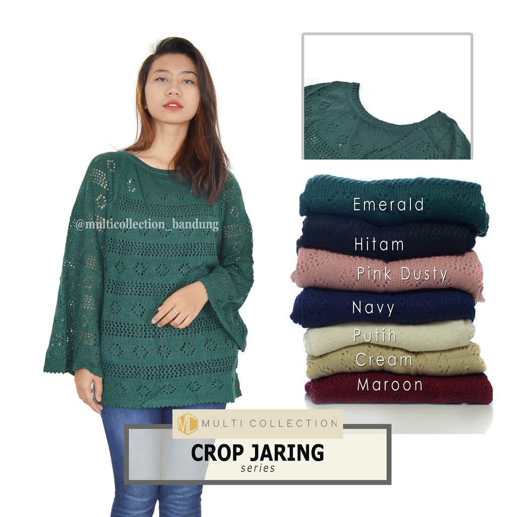 CROP JARING SWEATER baju  rajut  wanita  sweater rajut  