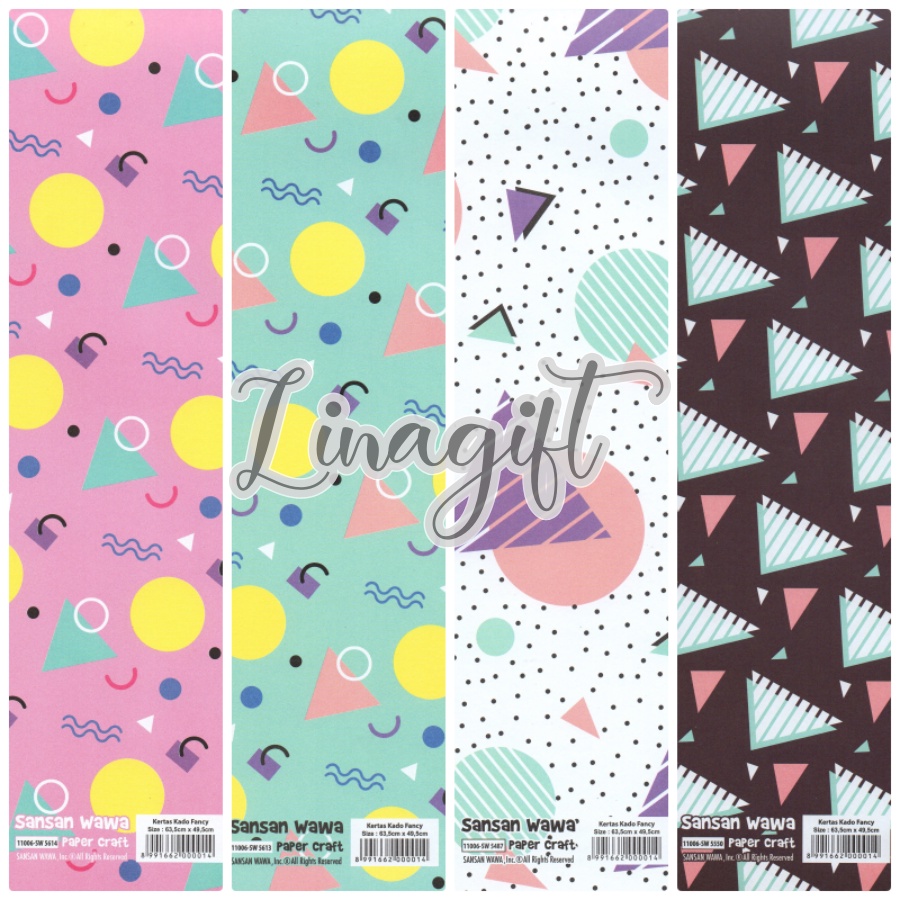 ( 5 Lembar ) TRIANGLE POLKADOT SANWA - KERTAS KADO ONDE SEGITIGA VINTAGE CLASSIC GIFT WRAPPING SANSAN WAWA