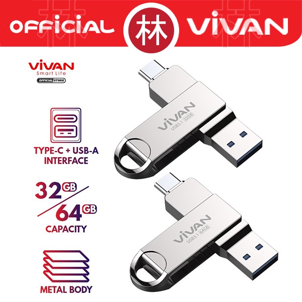 VIVAN VOC232 / VOC264 Flashdisk OTG Dual Type-C USB 3.1 32GB 64GB