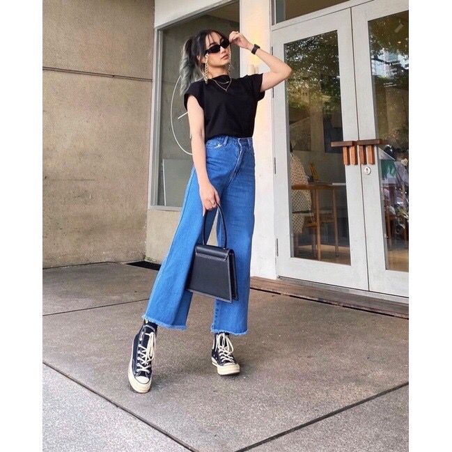 1KG MUAT 2PCS | HIGHWAIST KULOT JEANS WANITA RAWIS HITS OOTD FASHION WANITA SELEBGRAM