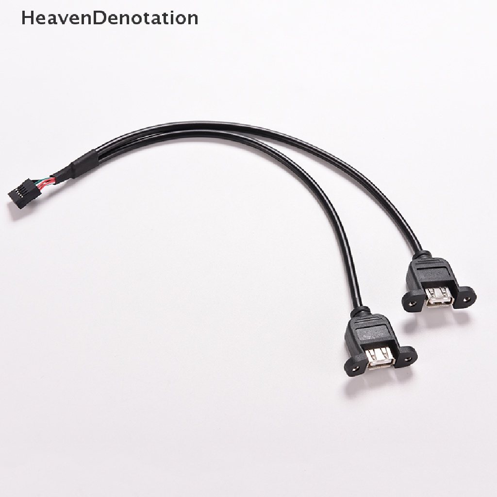 1pc Kabel Adapter 2 Port Usb A Female To Internal 9 Pin Warna Hitam Panjang 30cm / 1ft