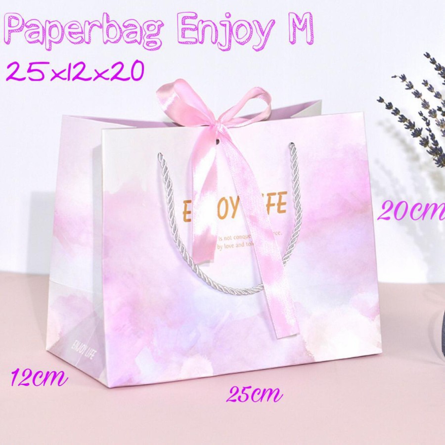 

MIN10PCS Paperbag Kado tas Kertas goodie Bag Gift Bag Enjoy M 25x12x20