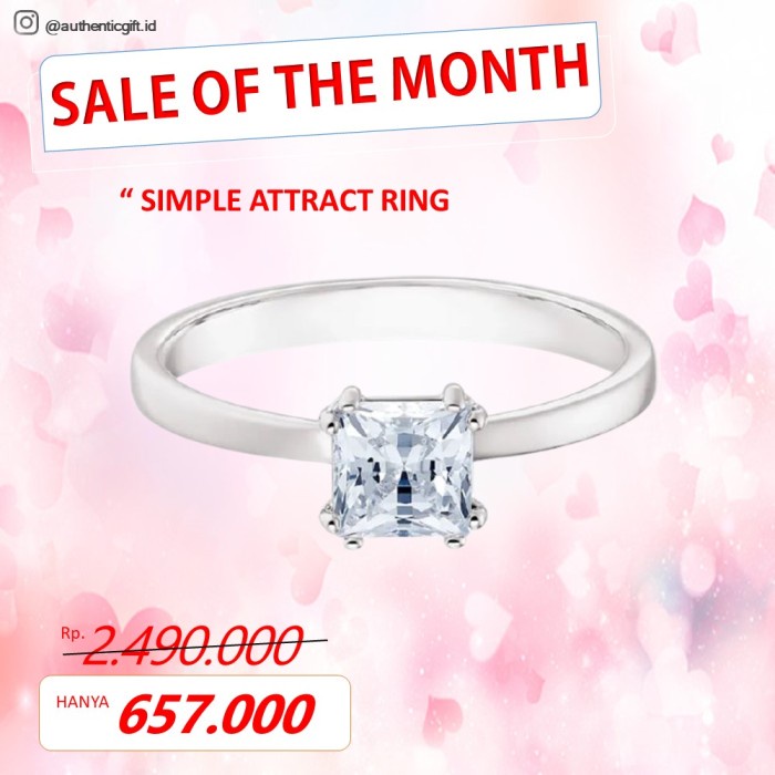 EDISI SPECIAL CINCIN SWAROVSKI ATTRACT MOTIF SIMPLE RING ORIGINAL 100% - 55