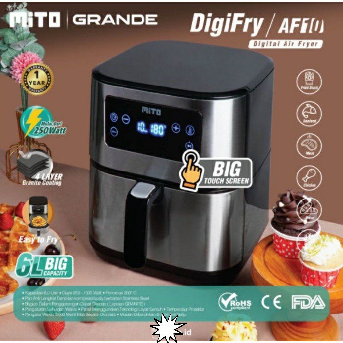 Air Fryer Digifry Mito AF 10 AF10 Grande Big Capacity 6L Low Watt