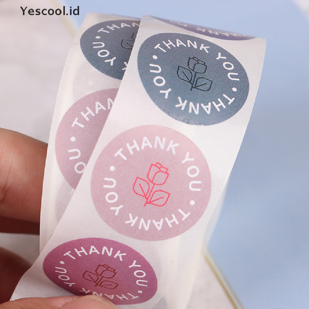 500 Label Stiker roll Desain Bunga thank you Untuk Dekorasi Scrapbook