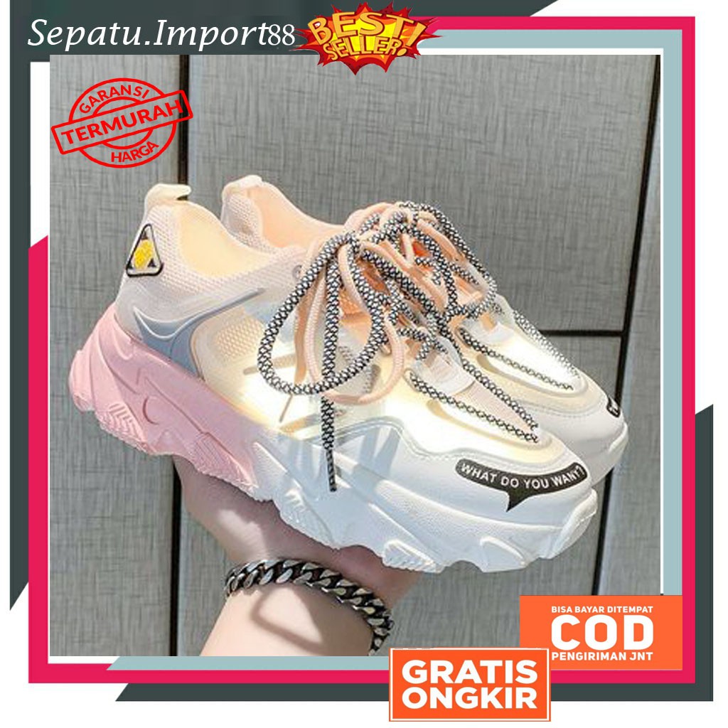 Bawah tebal Sepatu SP 076 Sneakers Wanita olahraga Import santai jalan sport shoes cewek Sol pelangi