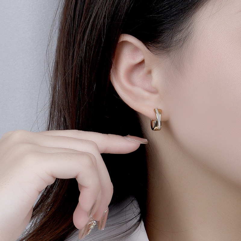 Anting Bentuk Geometris Silang Gaya Retro Perancis Untuk Wanita