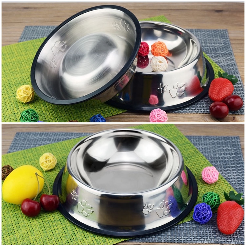 Mangkuk Stainless Steel Anjing Kucing Anti Slip Pet Bowl Anti Semut Selip Pet Bowl