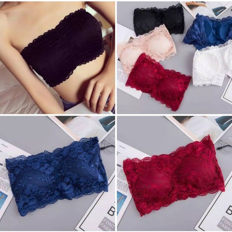 Medan Termurah KD13 Bra kemben import busa Tanpa Tali bra kemben renda cantik import