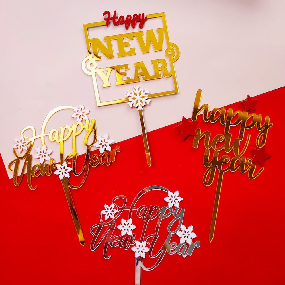 Topper Kue Desain Happy New Year Untuk Dekorasi Pesta