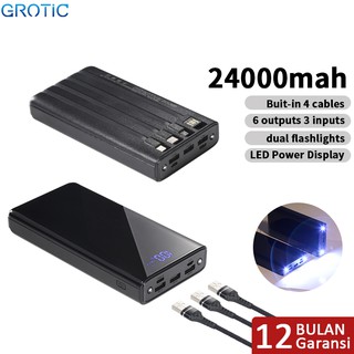 GROTIC Power Bank 24000mAh 6 Output 3 Input with Power Display LED Light Fast Charging Powerbank GY60