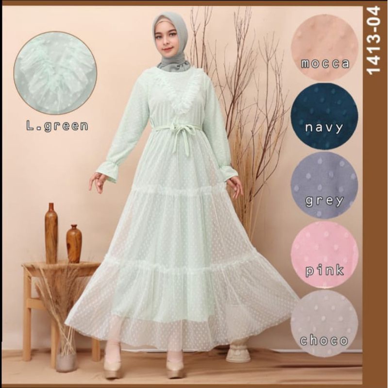 GAMIS BRUKAT TILE DOT-GAMIS PESTA MEWAH-1413