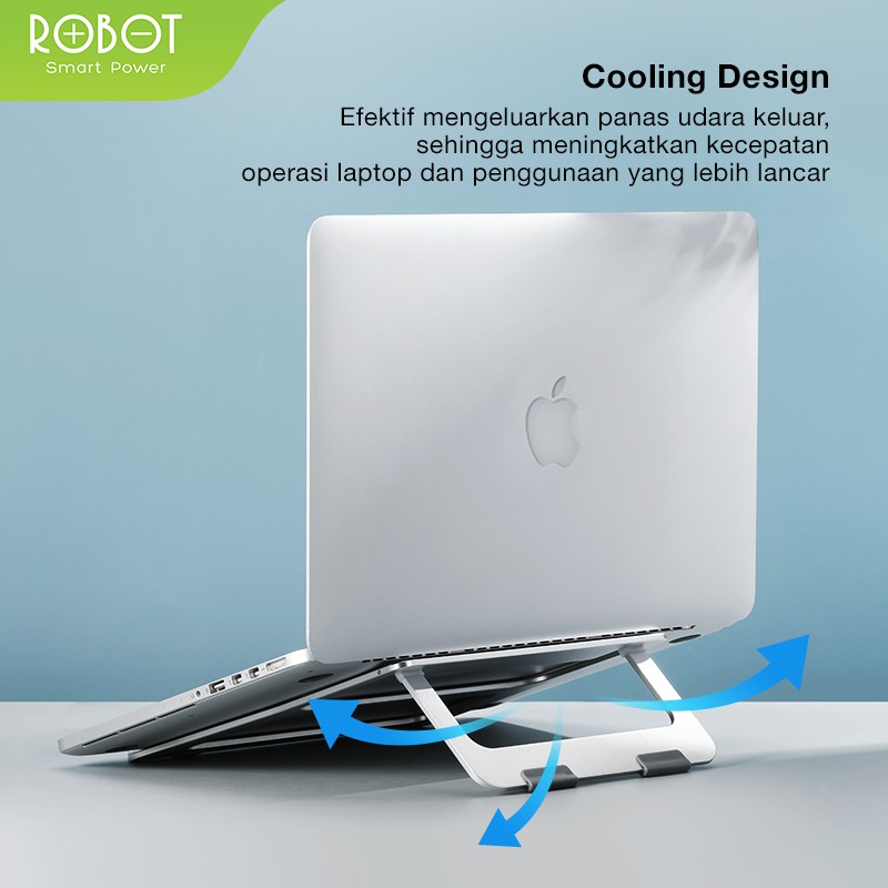 ROBOT RT-LS01 Lightweight &amp; Foldable Laptop Cooling Stand Silver garansi resmi