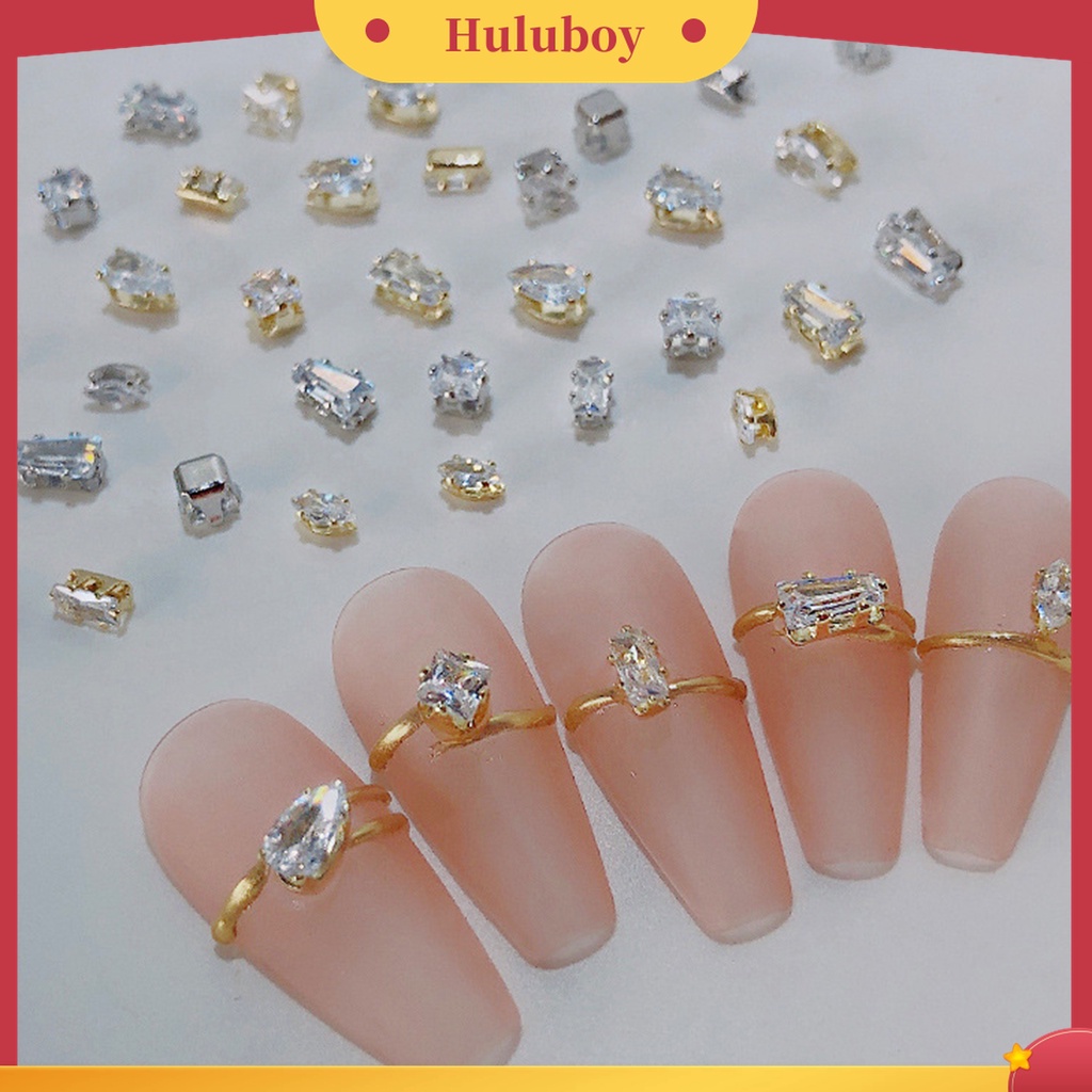 Huluboy Huluboy♡ 20pcs / Kotak Ornamen Perhiasan Berlian Imitasi Cubic Zirconia Glitter Untuk Dekorasi Nail Art Wanita
