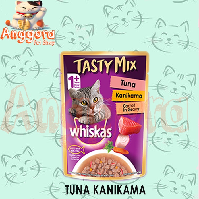 Makanan Kucing Basah WHISKAS pouch TASTY MIX 70g All Varian