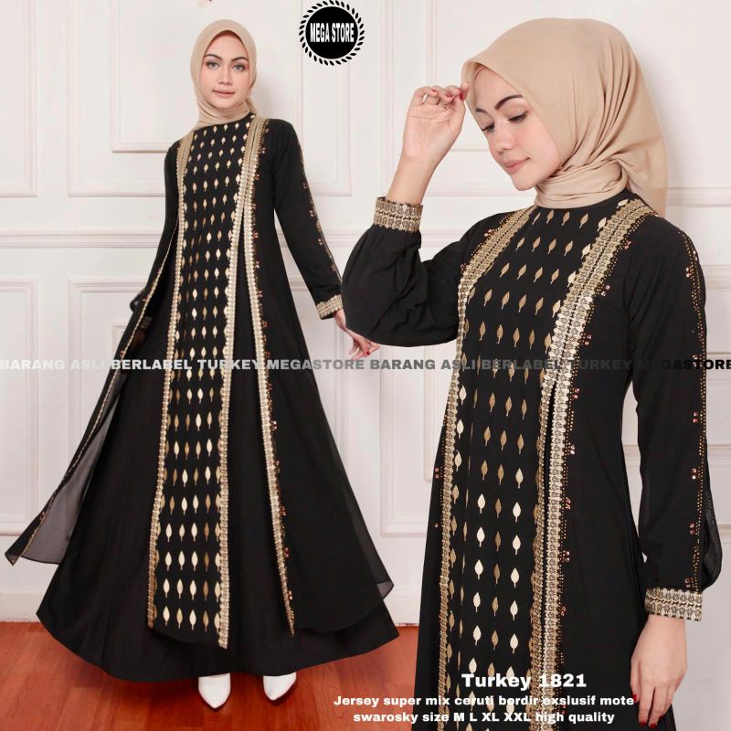 AnnesKaftan - Ameera - Dress kaftan Ceruty Babydoll Aplikasi Bordir - Dress Lebaran Elegan All Size 