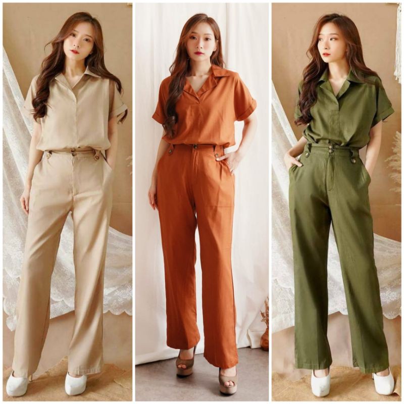 ❣ SPECIAL PRICE ♡ PREMIUM ♡ ORIGINAL ! MARTHA 2 IN 1 OFFICE CASUAL SET COLLAR SHIRT WITH LONG PANTS / SETELAN KEMEJA &amp; CELANA PANJANG