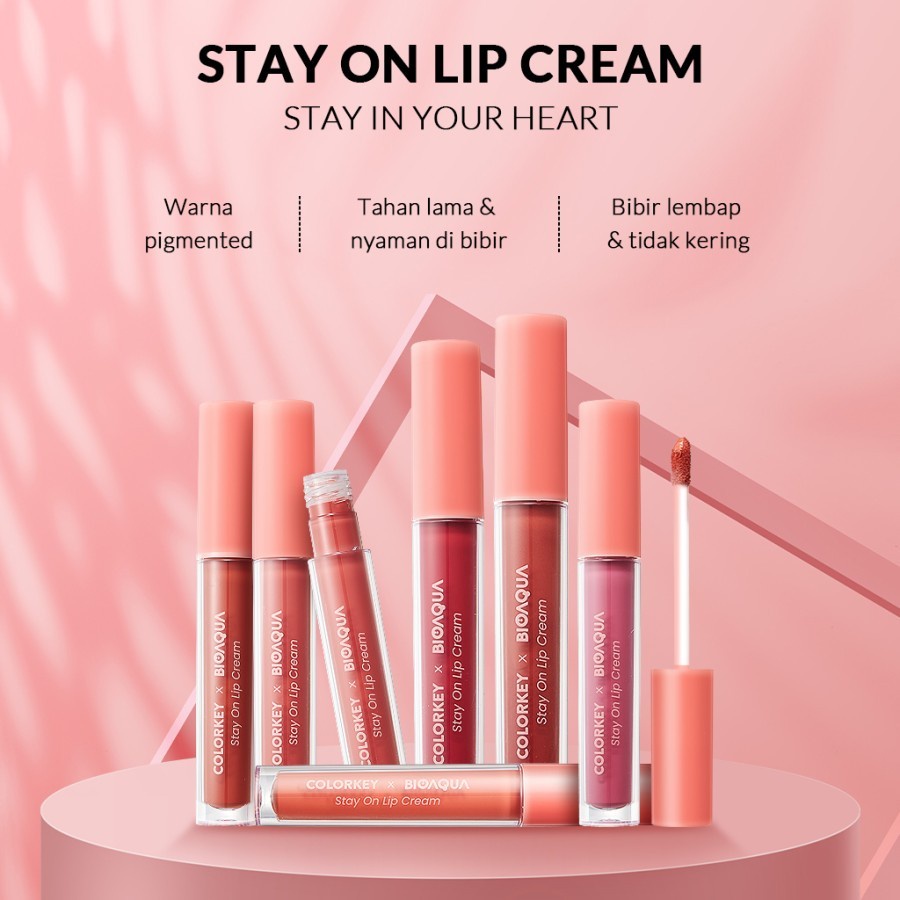 Colorkey X Bioaqua Stay On Lip Cream 6 Colors pewarna bibir lipstick