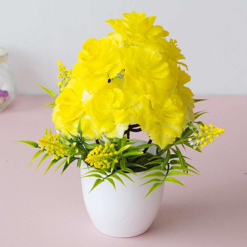 NFS616 Bunga plastik / pajangan bunga Artificial / motif Rose  Vas Bulat-4