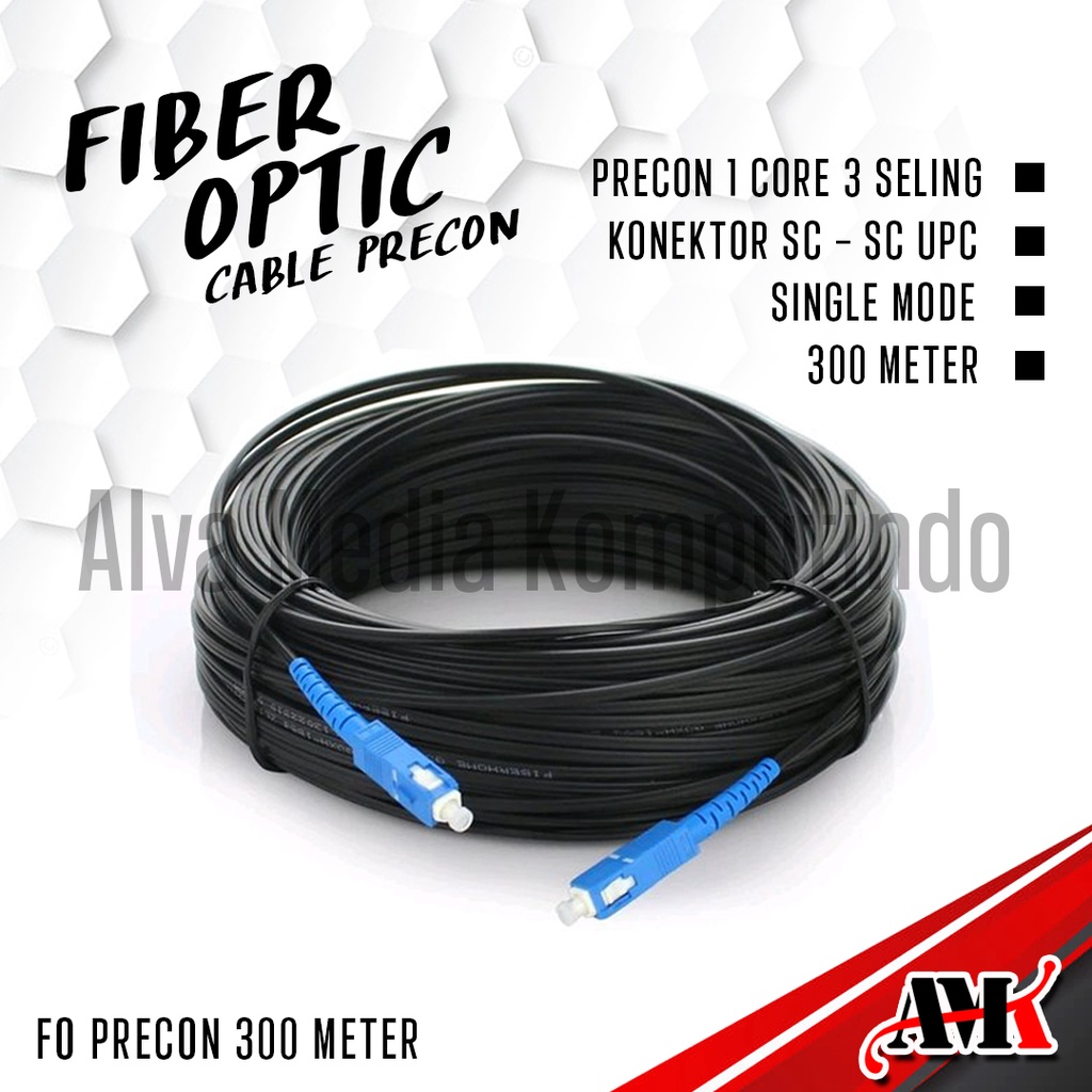 Cable Fiber Optik 300 Meter SC UPC Precon 300M 1 Core Cabel Dropcore FTTH Precon Single Core 300M