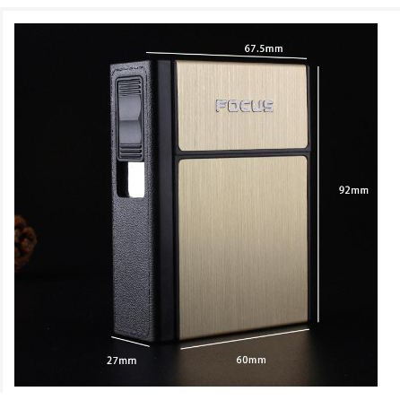 [Toserba_Emak] -  Firetric FOCUS Kotak Rokok 20 Slot dengan Korek Elektrik Removable - Black