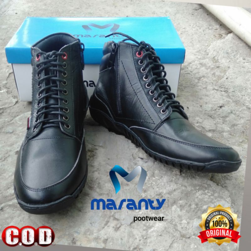 Sepatu kulit boot pria resleting(100%kulit sapi asli)