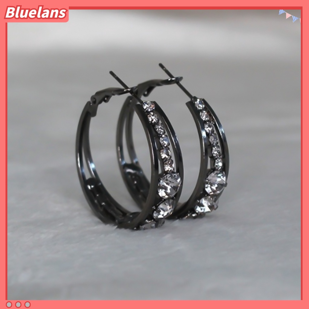 Anting Hoop Bahan Alloy Aksen Berlian Imitasi Untuk Pernikahan