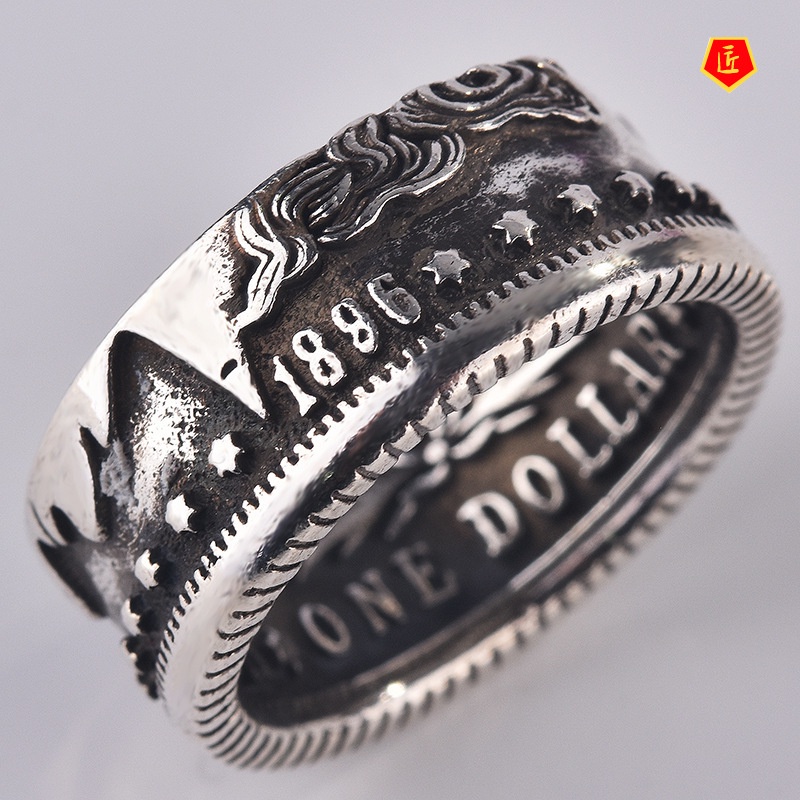 [Ready Stock]Retro 925 Silver Morgan Coin Ring