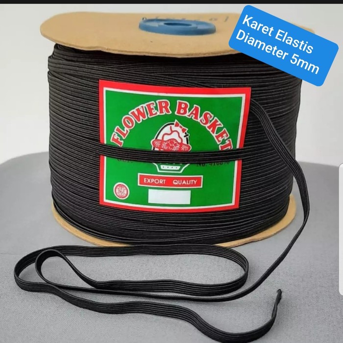 Karet Elastis Hitam Diameter 5mm-Karet Elastis 200meter