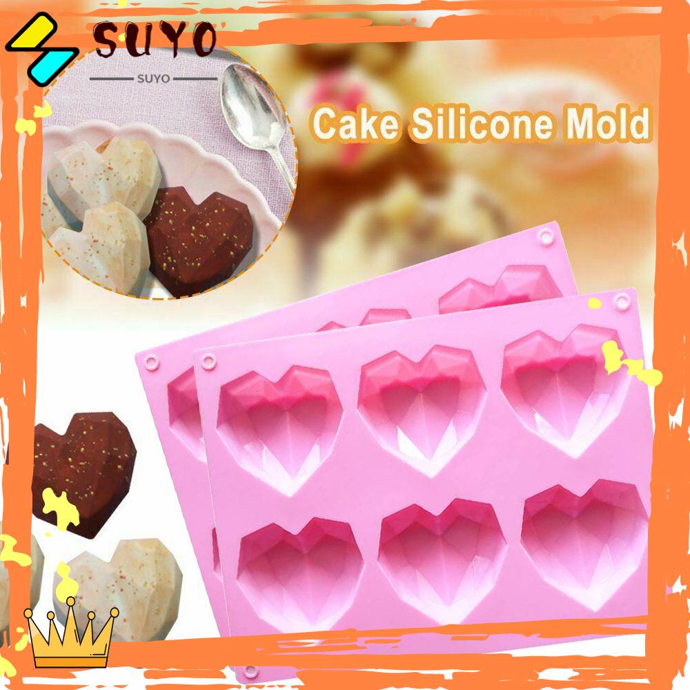 Suyo Cetakan Kue / Coklat / Sabun / Pudding Bentuk Hati 3D Bahan Silikon DIY