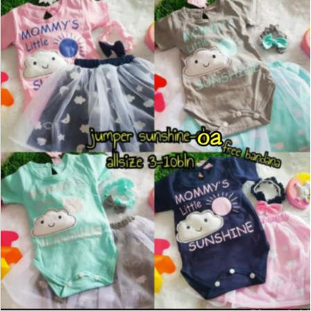 Baju Bayi Perempuan Set Jumper Bayi Rok Bandana Mommy Sunshine