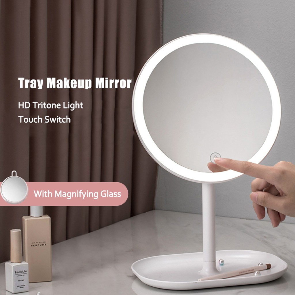 Xiaomi Jordanjudy Led Makeup Mirror Touch Control Led Natural Fill Light Cosmetic Vanity Mirror Shopee Indonesia